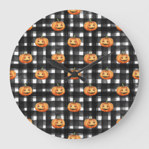 Reloj Redondo Grande Calabazas de Halloween: Encanto controlado.