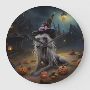 Reloj Redondo Grande Calabazas espeluznantes de Halloween con cresta ch