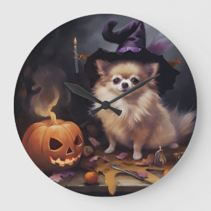 Reloj Redondo Grande Calabazas Pomerania Halloween Aterradoras