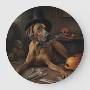 Reloj Redondo Grande Calabazas Ridgeback de Rodesia Halloween de Terror