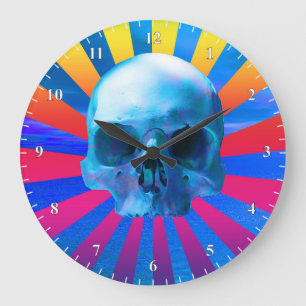 Reloj Redondo Grande Calavera azul