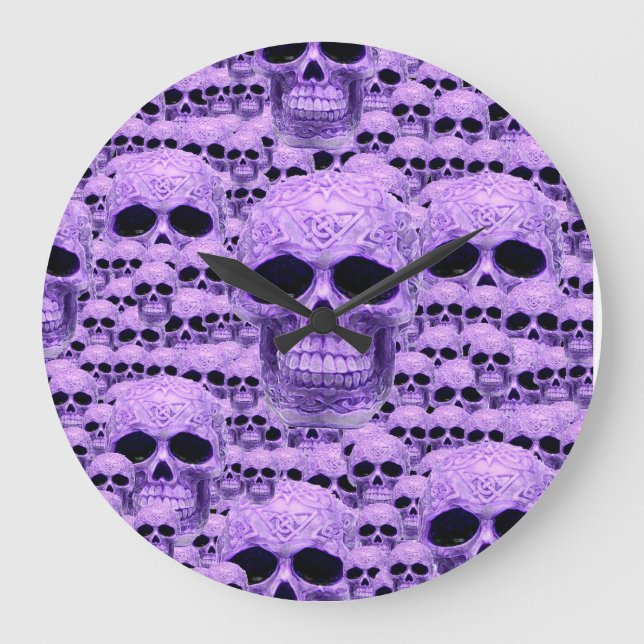 Reloj Redondo Grande Calavera celta purpléjica (Anverso)
