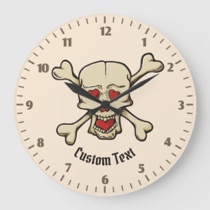 Reloj Redondo Grande Calavera con corazones