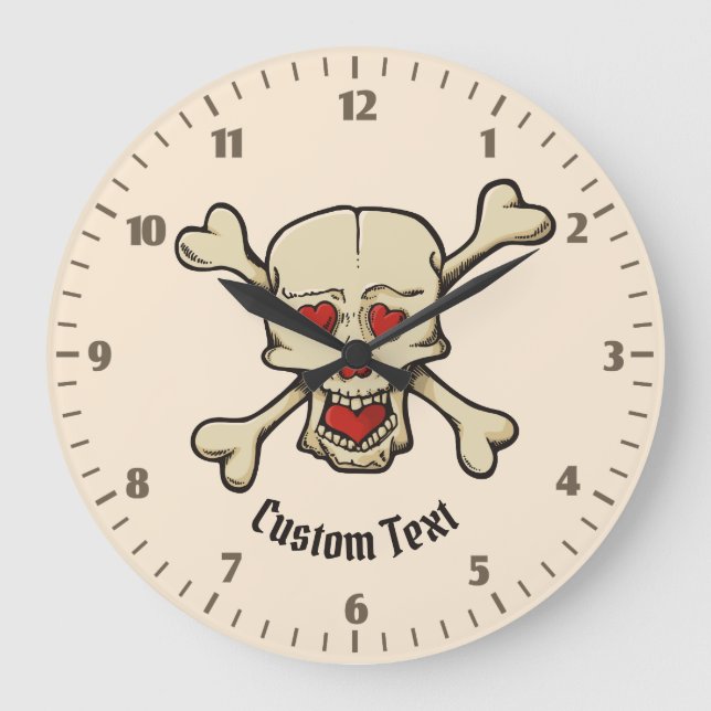 Reloj Redondo Grande Calavera con corazones (Anverso)