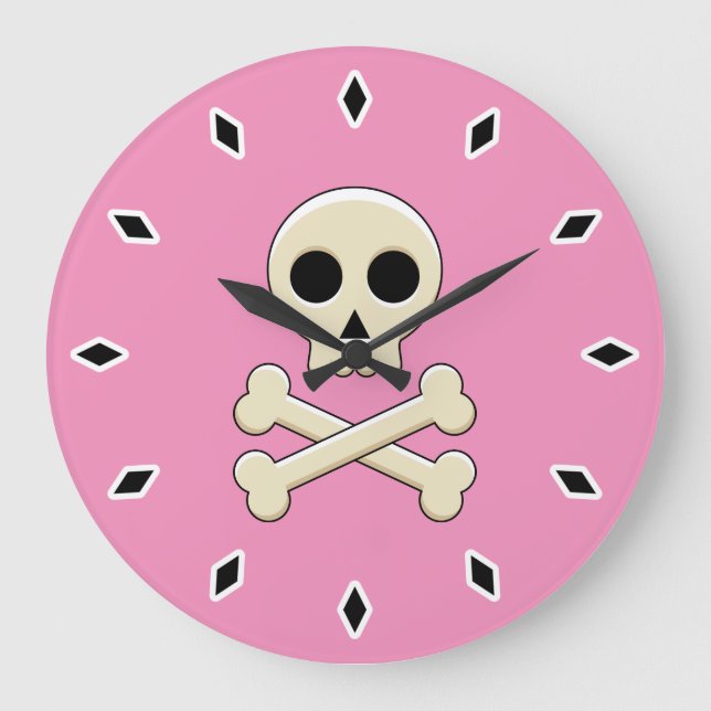 Reloj Redondo Grande Calavera con huesos (Anverso)
