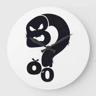 Reloj Redondo Grande Calavera de Boo con Signo de Interrogación