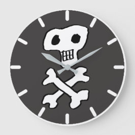 Reloj Redondo Grande Calavera de estilo pirata y huesos cruzados