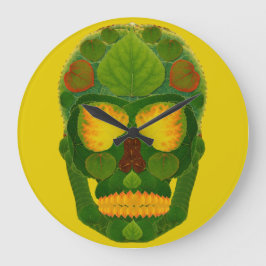 Reloj Redondo Grande Calavera de hoja de álamo 9