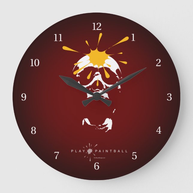 Reloj Redondo Grande Calavera de Paintball (Anverso)