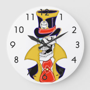 Reloj Redondo Grande Calavera de vampiros de Steampunk