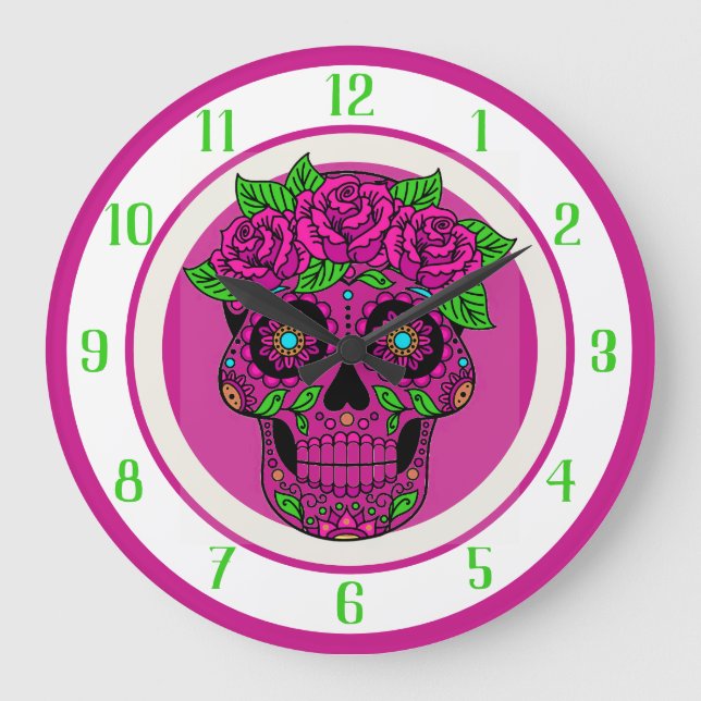Reloj Redondo Grande Calavera decorativa (Anverso)
