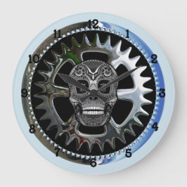 Reloj Redondo Grande Calavera del helicóptero del piloto del engranaje