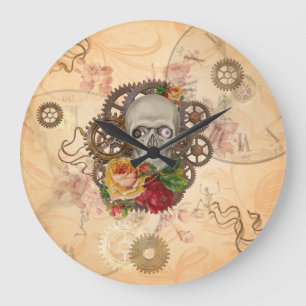Reloj Redondo Grande Calavera Steampunk