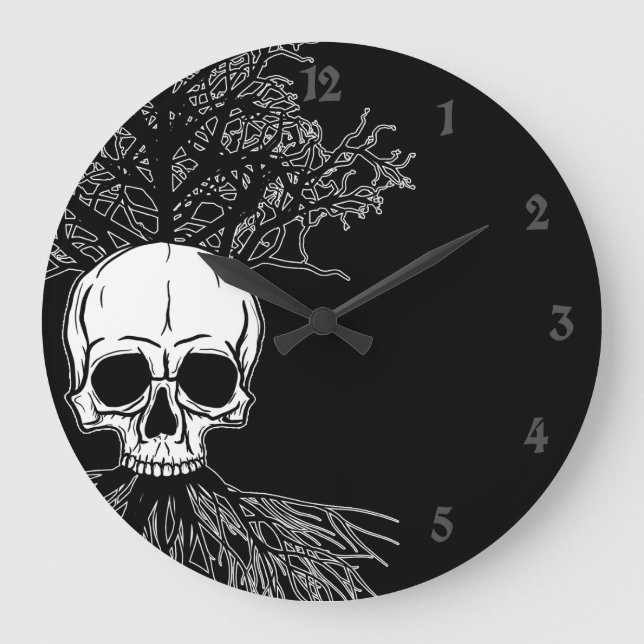 Reloj Redondo Grande Calavera y árbol (Anverso)