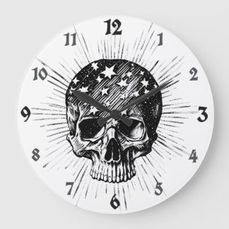 Reloj Redondo Grande Calavera y estrellas II