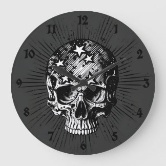 Reloj Redondo Grande Calavera y estrellas III