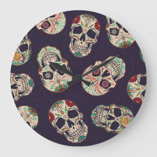 Reloj Redondo Grande Calaveras del Día de los Muertos