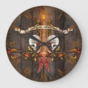 Reloj Redondo Grande Calaveras góticas