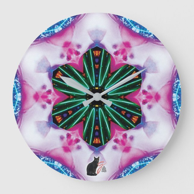 Reloj Redondo Grande Caleidoscopio Rosado (Anverso)