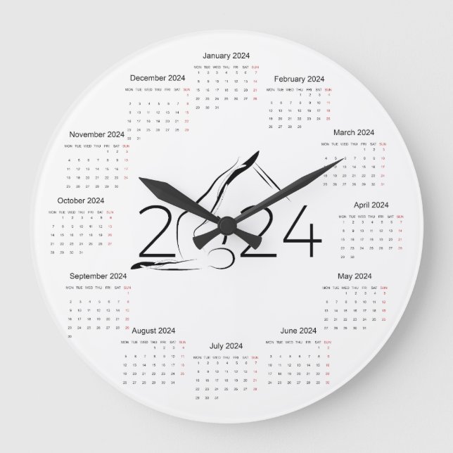 Reloj Redondo Grande Calendario 2024 para el instructor Pilates (Anverso)