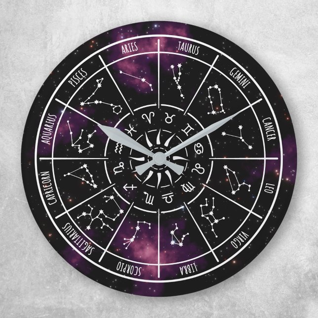 Reloj Redondo Grande Calendario Zodiac | Símbolos de signos estelares a (Subido por el creador)