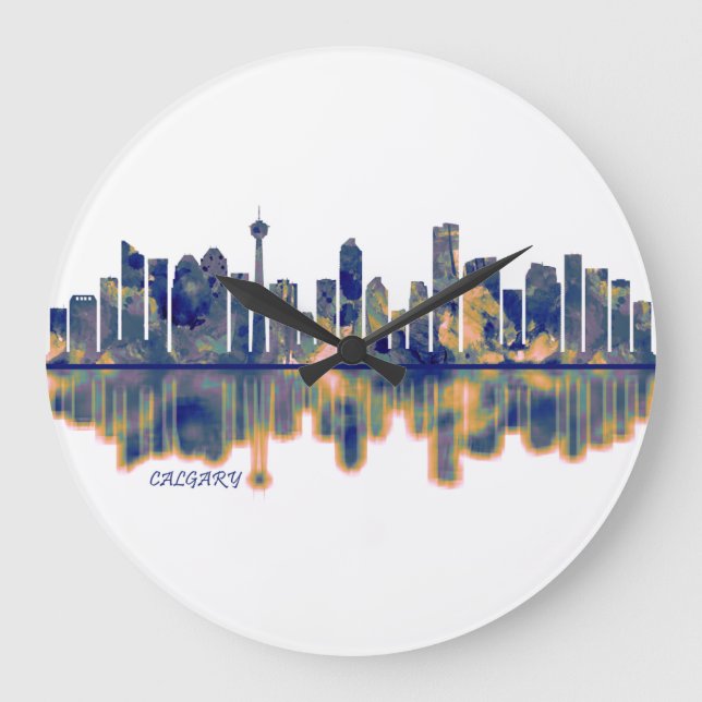 Reloj Redondo Grande Calgary Skyline (Anverso)