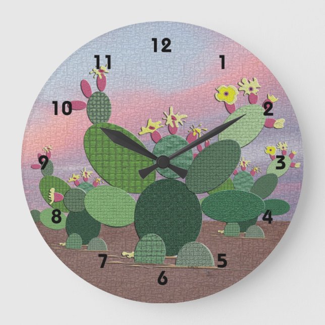 Reloj Redondo Grande Calico Cactus (Anverso)
