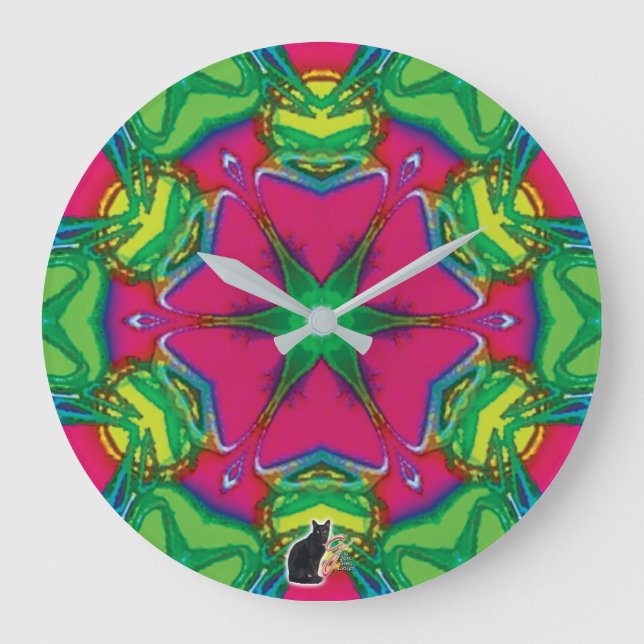Reloj Redondo Grande Calidoscopio de Pétalos (Anverso)
