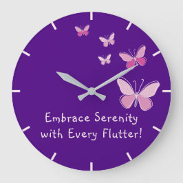Reloj Redondo Grande Calidoscopio Rosa de Mariposa Tu Nombre Índigo