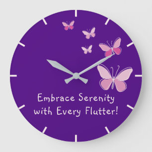 Reloj Redondo Grande Calidoscopio Rosa de Mariposa Tu Nombre Índigo