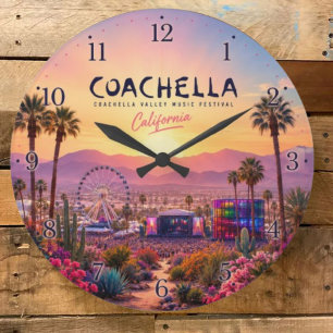 Reloj Redondo Grande California Desert Music Festival Sunset Palm Trees