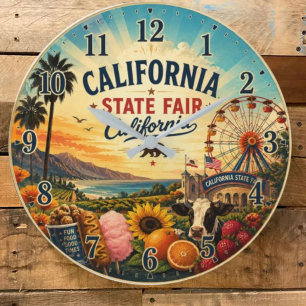 Reloj Redondo Grande California Fair Carnival Fairground Farmhouse