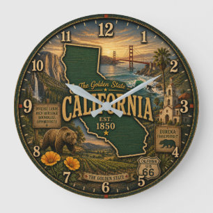 Reloj Redondo Grande California Golden State Landmark