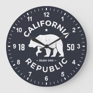 Reloj Redondo Grande California Logo   The Golden State
