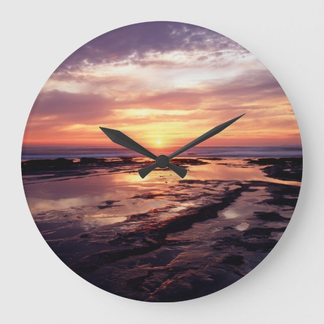Reloj Redondo Grande California, San Diego, Sunset Cliffs, Sunset 3 (Anverso)
