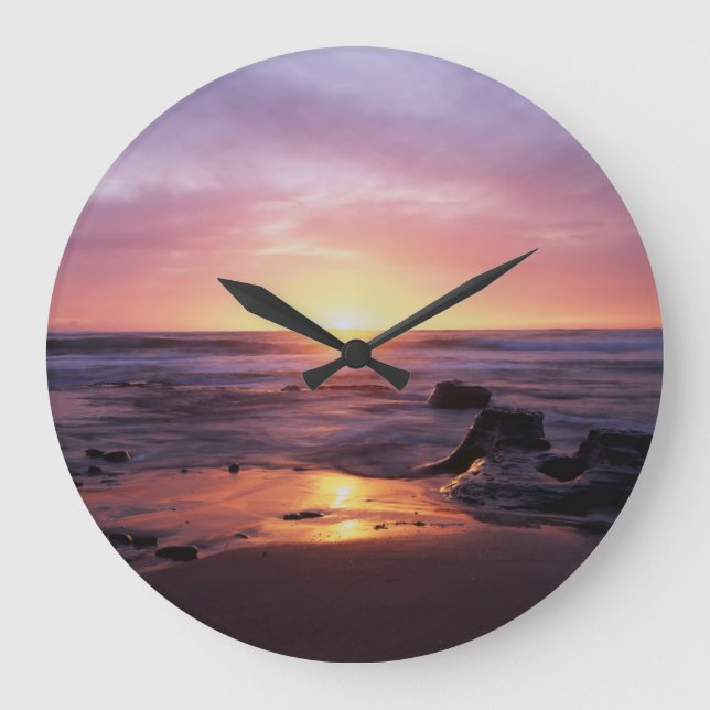 Reloj Redondo Grande California, San Diego, Sunset Cliffs, Sunset 4 (Anverso)