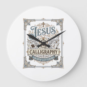 Reloj Redondo Grande Caligrafía de Jesús Letra Sagrada Caligrafía de Je