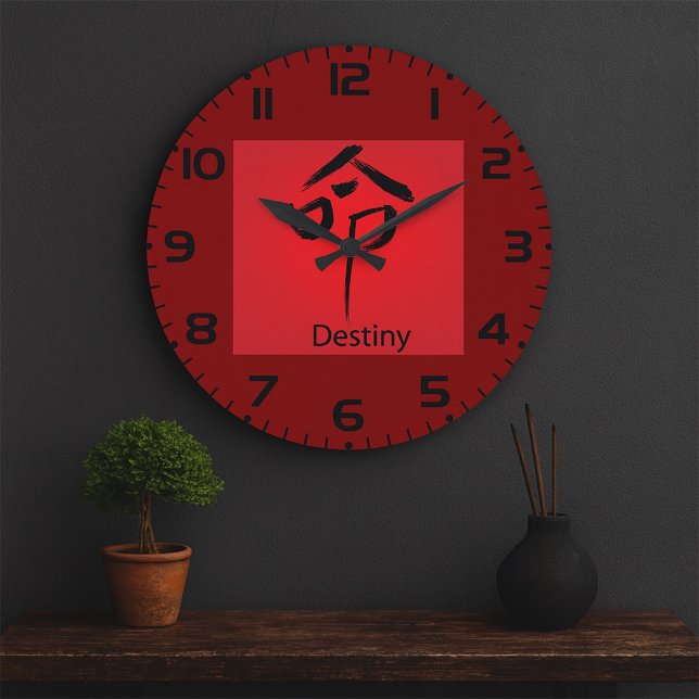 Reloj Redondo Grande Caligrafía de símbolo de destino chino (Subido por el creador)