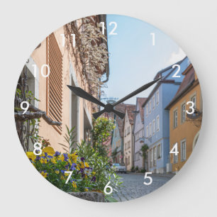 Reloj Redondo Grande Calle colorida en Rothenburg ob der Tauber