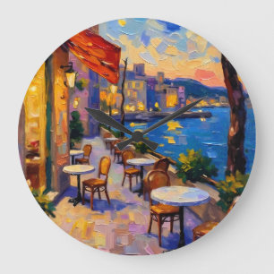 Reloj Redondo Grande Calle europea al atardecer