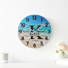 Reloj Redondo Grande Calm Ocean Beach Monograma K