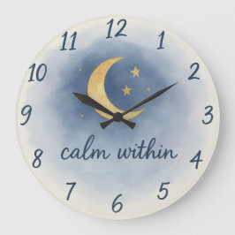 Reloj Redondo Grande Calm Within – Watercolour Moon & Stars Serenity Cl