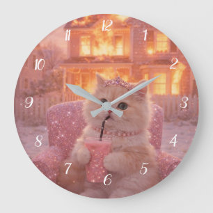 Reloj Redondo Grande Calmar a la princesa gato durante el caos total
