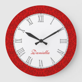 Reloj Redondo Grande Calzado canguro rojo damasco nombre pared redonda
