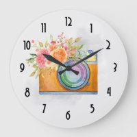 Cámara Boho Naranja y acuarela de flores