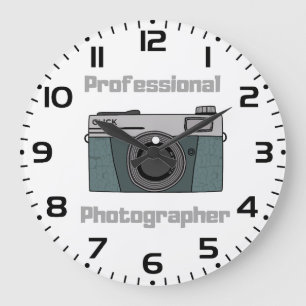 Reloj Redondo Grande Cámara de Fotógrafo Profesional Vintage Retro
