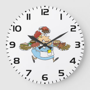 Reloj Redondo Grande Camarera Ocupada Divertida Servidor Sobrecargado d