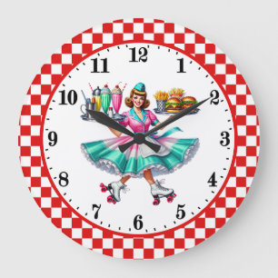 Reloj Redondo Grande Camarero de diner Retro Cool de los 50