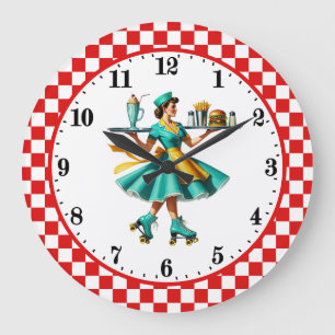 Reloj Redondo Grande Camarero de diner retro vintage años 50