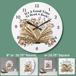 Reloj Redondo Grande Cambiar texto - Es buen momento para leer un libro